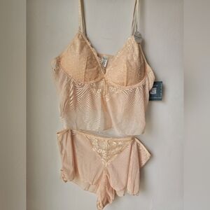 Wild Dream Nude Blush Beige Lace Trimmed Lingerie Set Size L